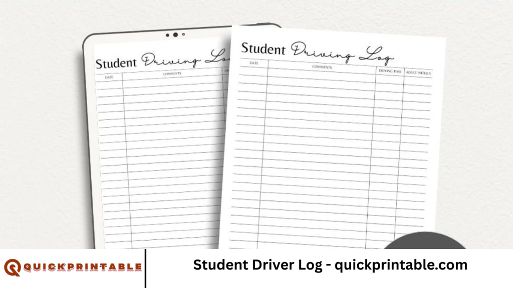 Student Driver Log - quickprintable.com