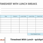 Timesheet With Lunch - quickprintable.com