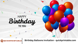Birthday Balloons Invitation - quickprintable.com