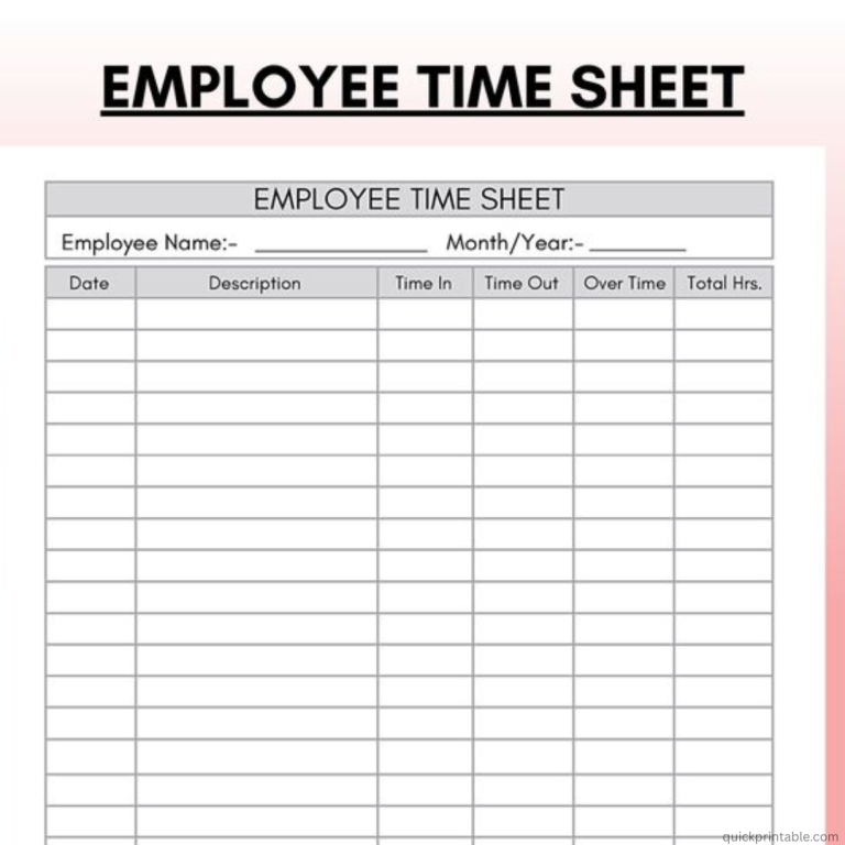 Daily Employee Break Log - quickprintable.com